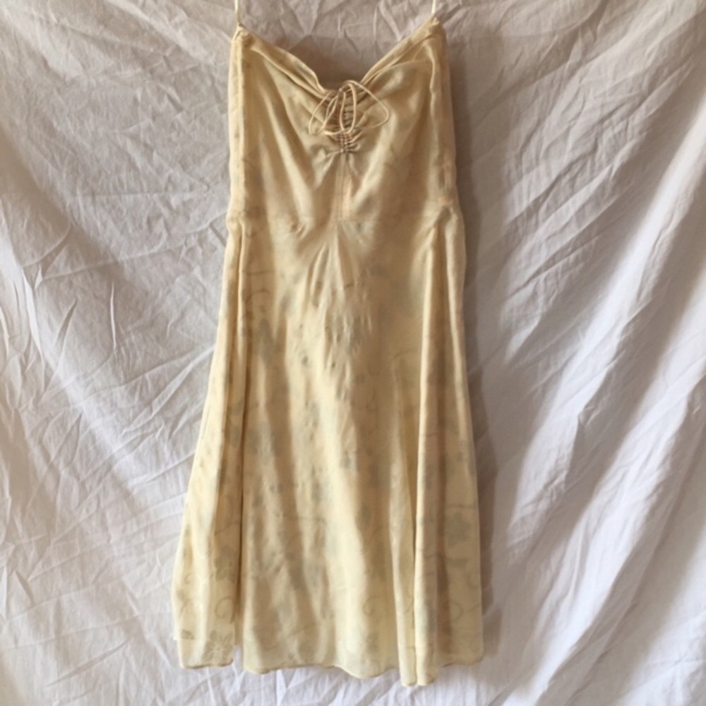 J.crew yellow flower print strapless dress size 2